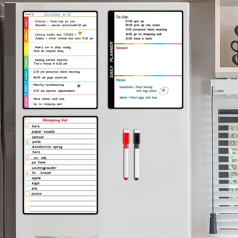 Baby Food Chart - 3pcs Magnetic Dry Erase Calendar Set