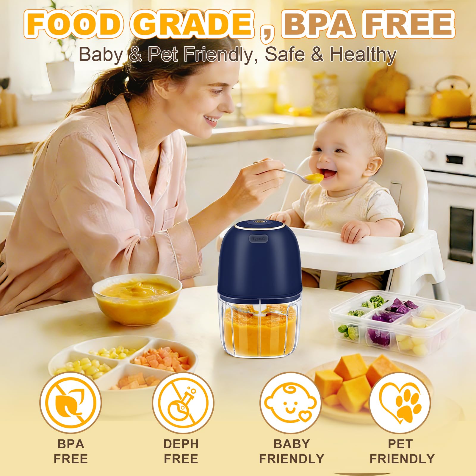 Electric Garlic Chopper, Cordl - Baby Food With Meat 评论和价格