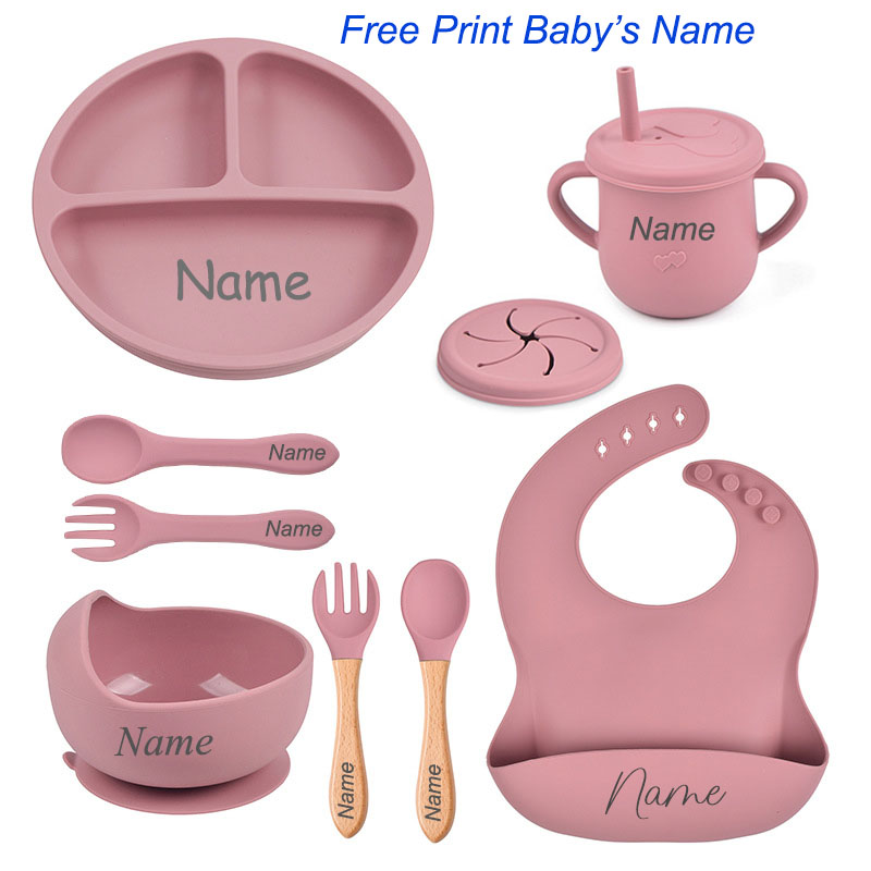 8Pcs Silicone Tableware Set Pe - Baby Food Logo 评论和价格