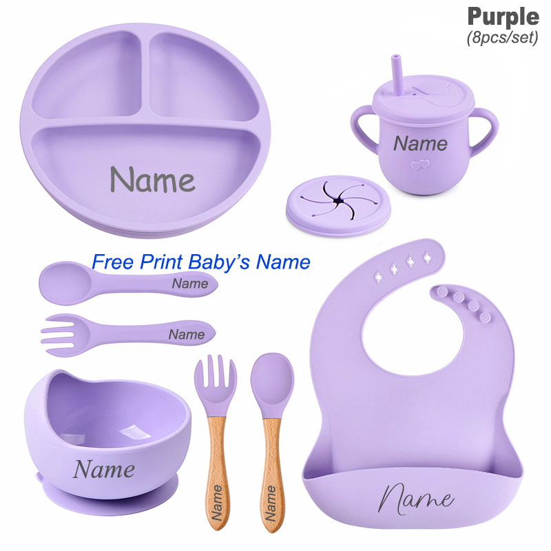 8Pcs Silicone Tableware Set Pe - Baby Food Logo 评论和价格