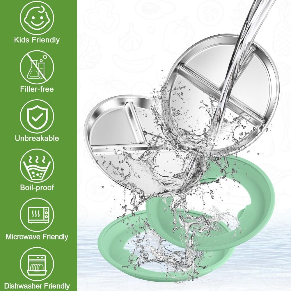 Stainless Steel Kids Plate wit - Plate Suction Toddler 评论和价格