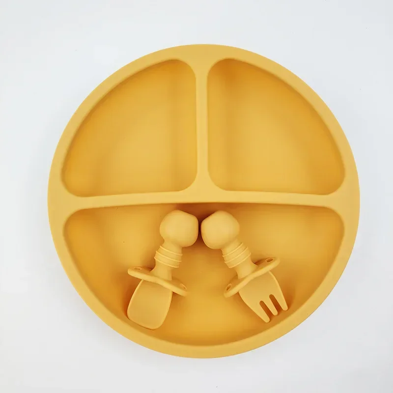 3Pcs Silicone Baby Feeding Set - Plate Suction Toddler 评论和价格