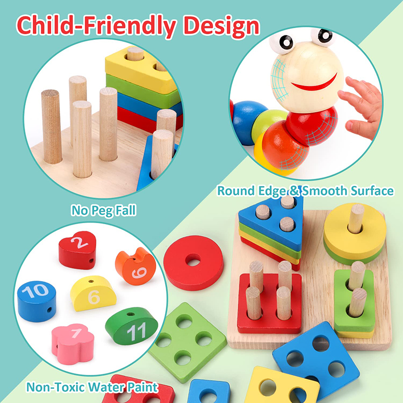 5-6pcs/set Montessori Wooden T - Baby Food Product 评论和价格