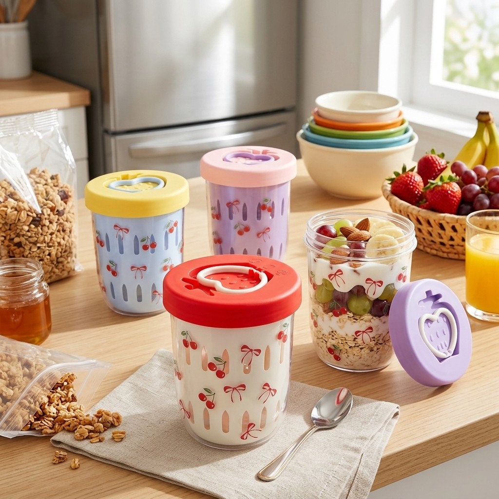 Overnight Oats Cup with Lids F - Baby Food Yogurt 评论和价格